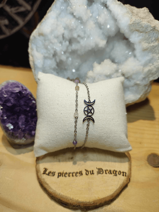 bracelet double triple lune wicca