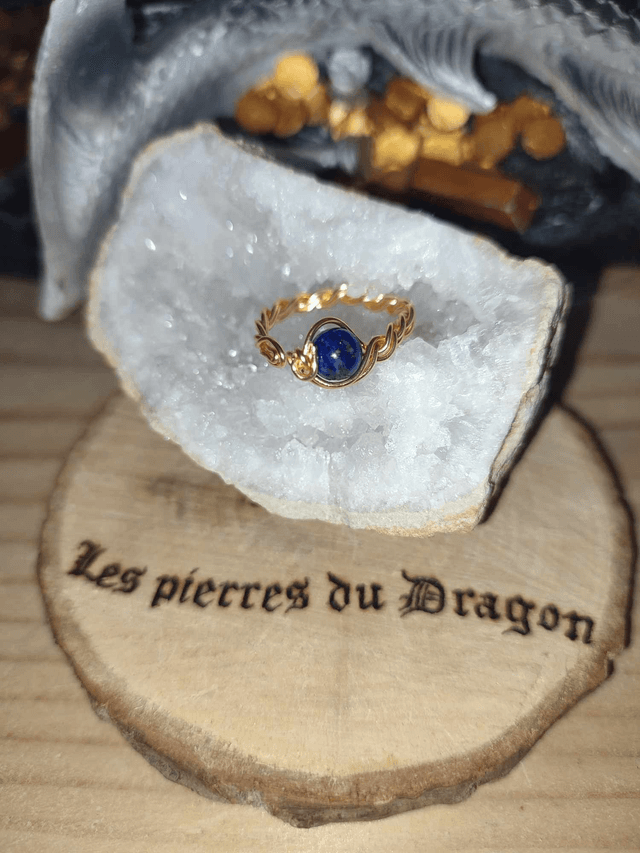 bague réglable faite-main dorée