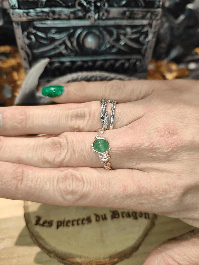 Bague réglable faite-main argentée