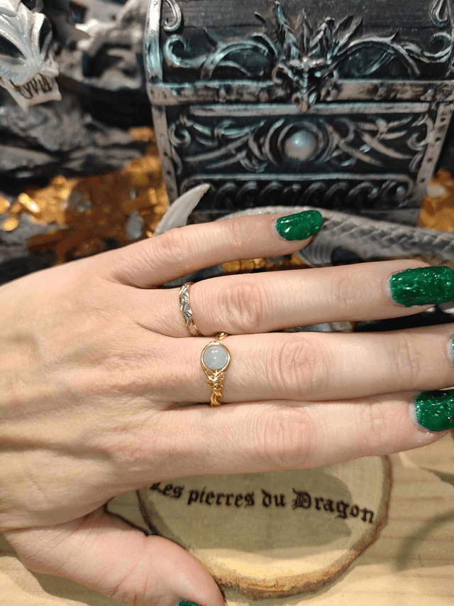 bague réglable faite-main dorée