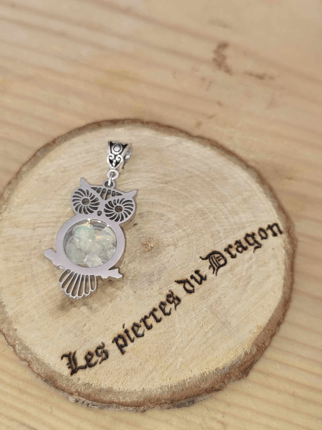 pendentif chouette opale d'Ethiopie naturelle