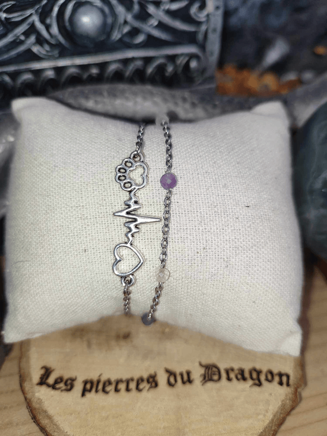 Bracelet double Coeur Animal 