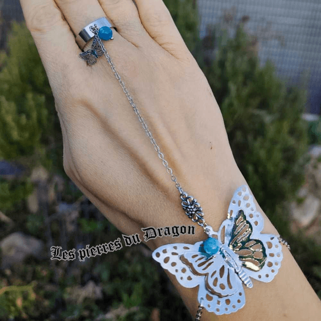 Ensemble bracelet et bague Charmes ailés 