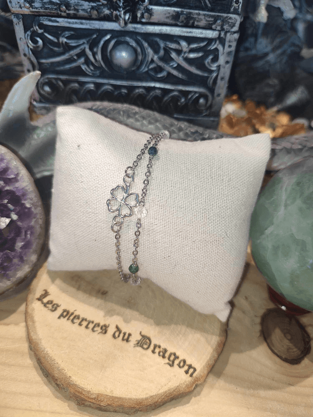 Bracelet double trèfle à quatre feuilles