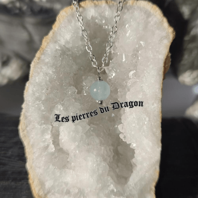 Collier fin aigue-marine