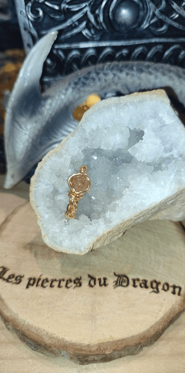bague réglable faite-main dorée