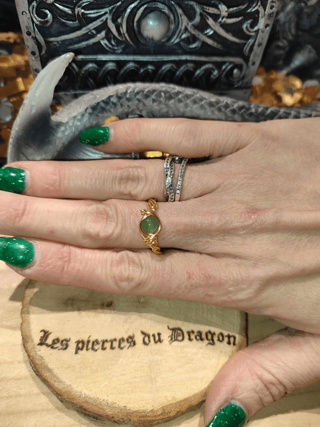 bague réglable faite-main dorée