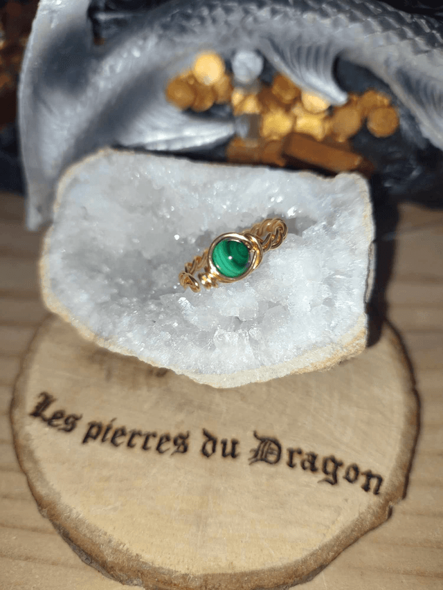 bague réglable faite-main dorée