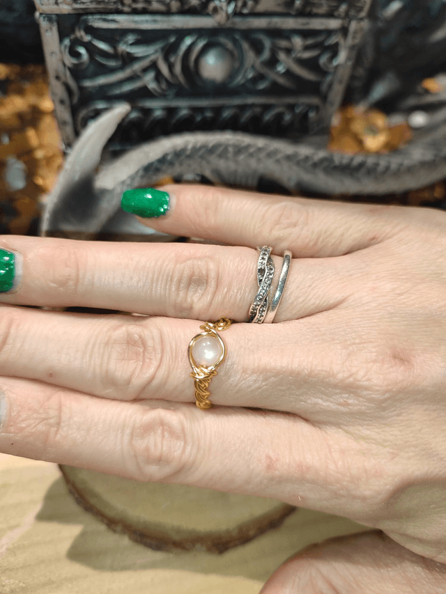 bague réglable faite-main dorée