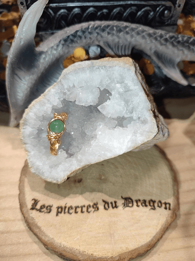 bague réglable faite-main dorée