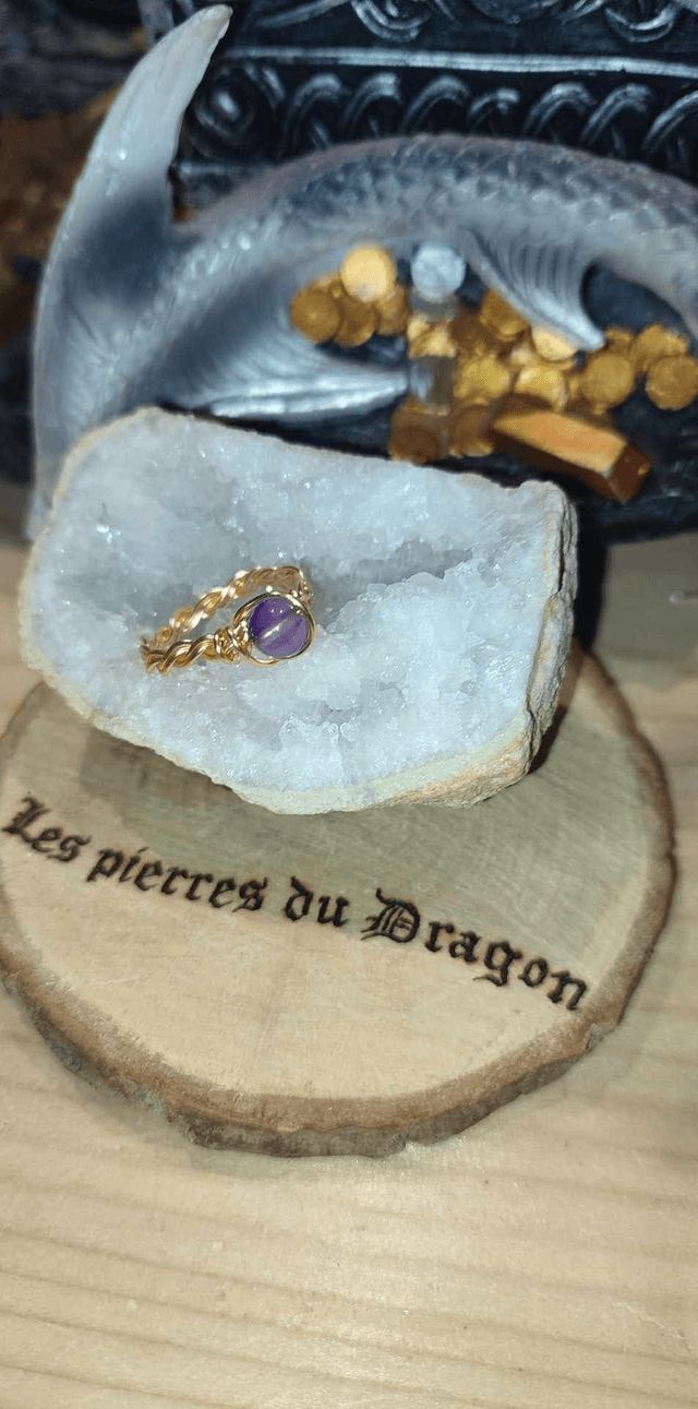 bague réglable faite-main dorée