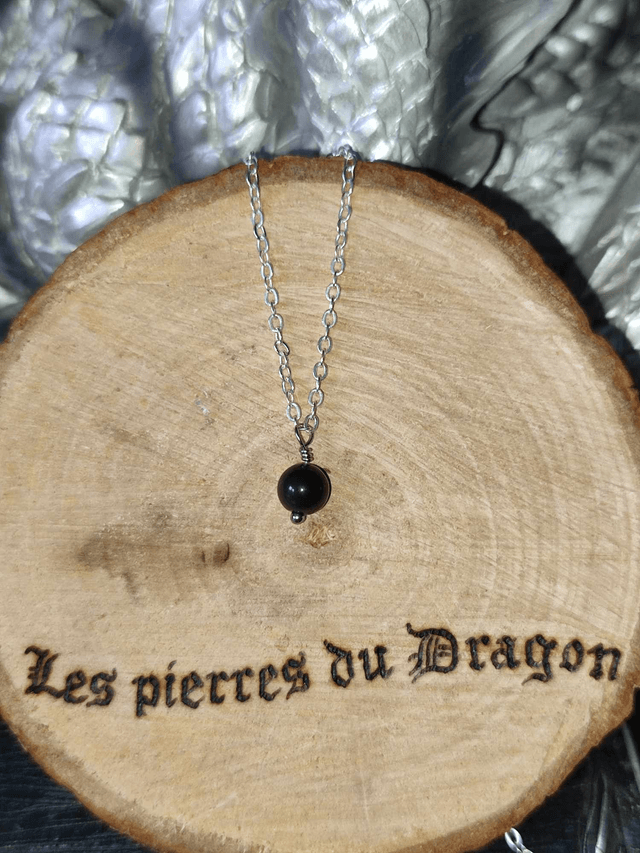 collier fin obsidienne œil céleste
