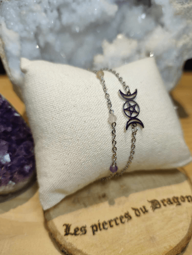 bracelet double triple lune wicca