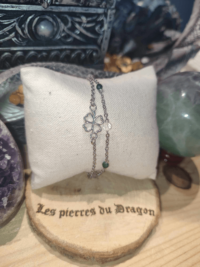 Bracelet double trèfle à quatre feuilles