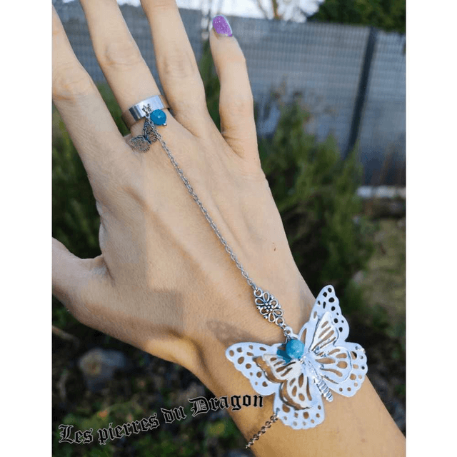 Ensemble bracelet et bague Charmes ailés 