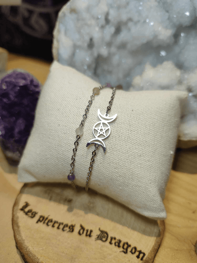 bracelet double triple lune wicca